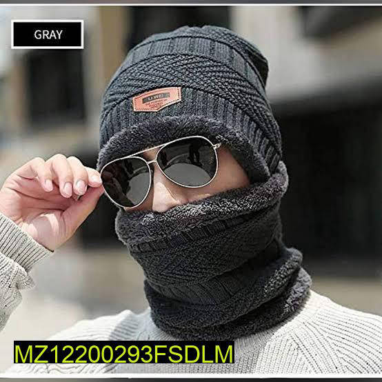 Beanie Wool Cap With Neck Warmer