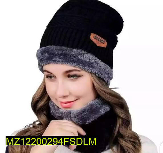 Beanie Wool Cap With Neck Warmer