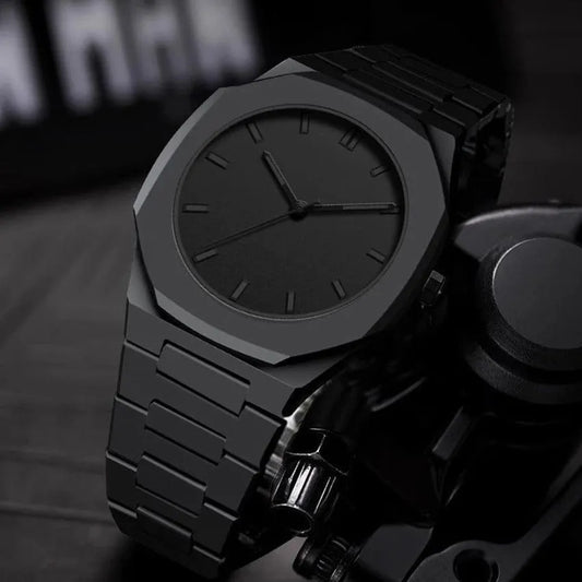 Men's Carbon Fiber Black Arabic Aura Watch