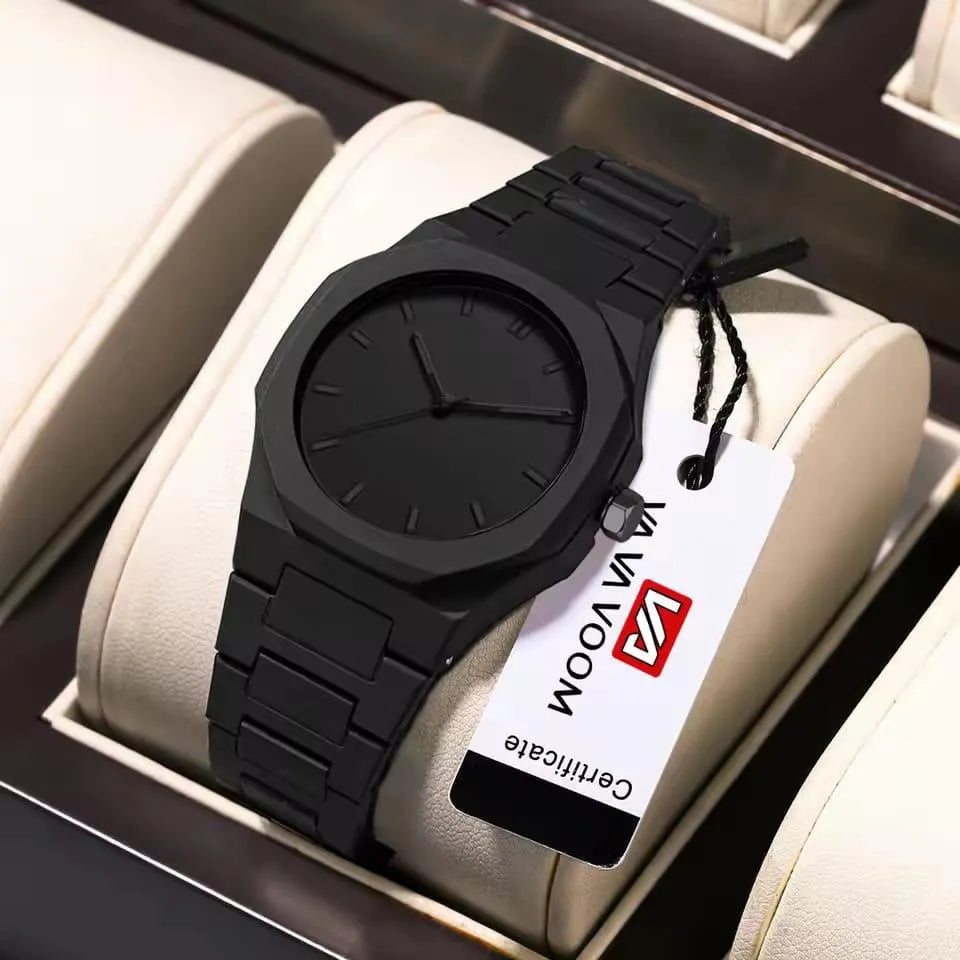 Men's Carbon Fiber Black Arabic Aura Watch