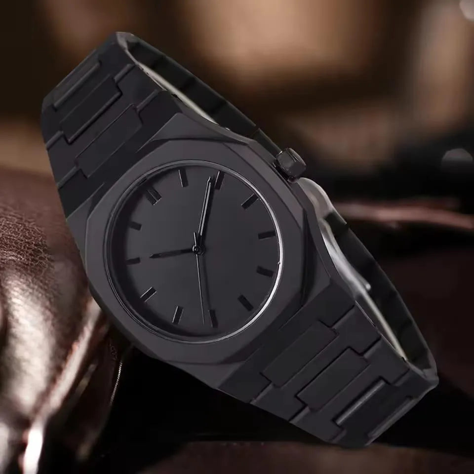 Men's Carbon Fiber Black Arabic Aura Watch