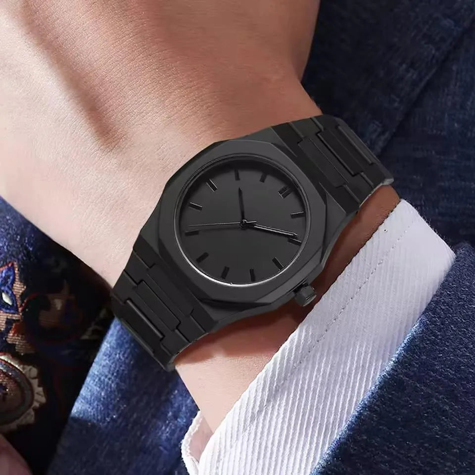 Men's Carbon Fiber Black Arabic Aura Watch