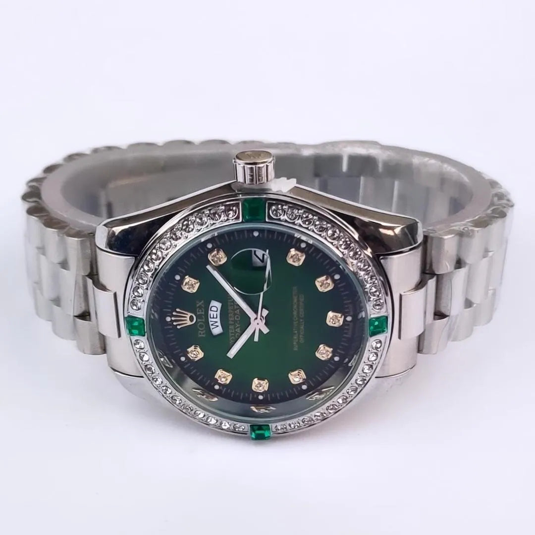 ROLEX Men's Classic Stones Stainless Steel Wrist Watch