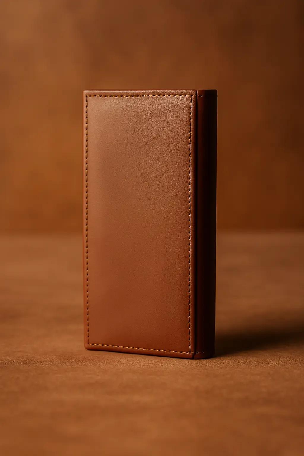 Classic Tan Leather Long Wallet – Slim & Stylish Organizer