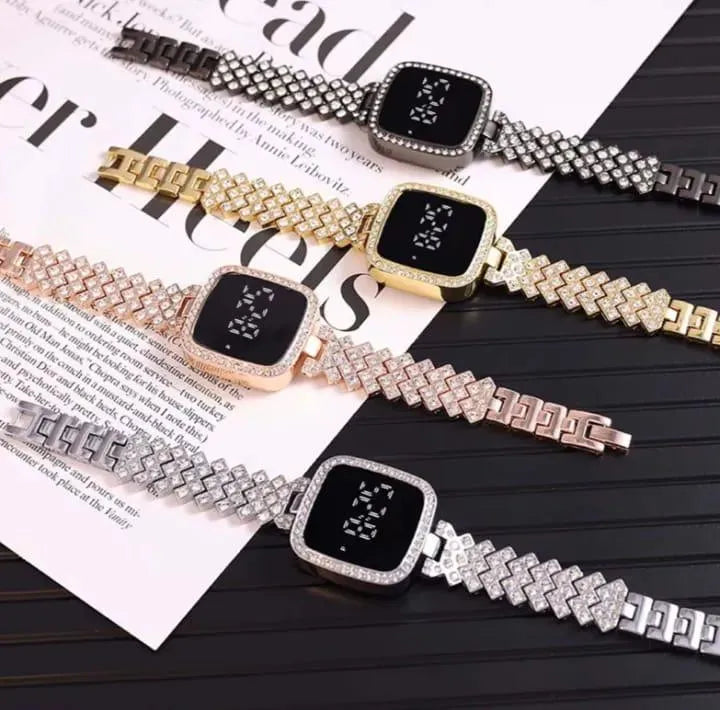 Chic Women's Digital Display Watch with Elegant Bracelet Strap - 1 Pc