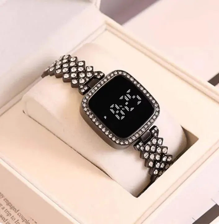 Chic Women's Digital Display Watch with Elegant Bracelet Strap - 1 Pc